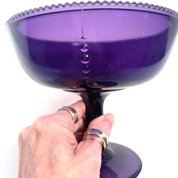 Antique Amethyst Purple Compote Pedestal Serving Dish - Picture 3 of 11